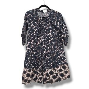 Thakoon For Target Women's Size S‎ Black Tan Tie Dye Pleated Button Front Dress